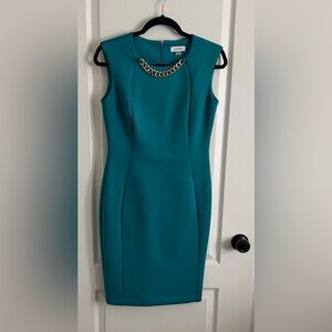 Calvin Klein Teal Chain Detail Midi Dress